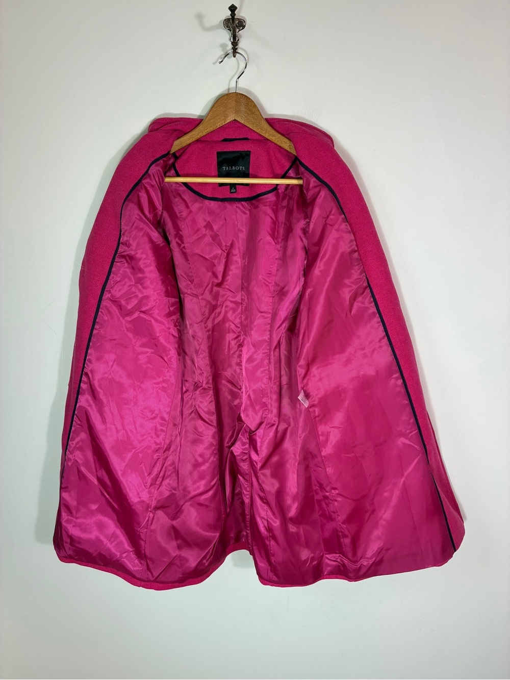 Talbots Fuschia Military Long Coat Size 4 - Picture 6 of 9